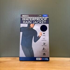 32 Degrees Cool Navy Blue Waterproof Rain Jacket Size Large Men's New in Box